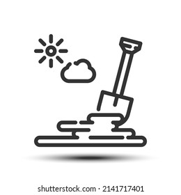 Simple soil outline icon, soid and dig related concept on the white background