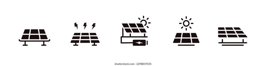 Sencilla colección de iconos de panel solar Eco energía carga vectorial