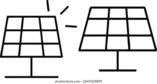 Simple solar panel icons for renewable energy.