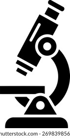 Simples ícone preto sólido de um microscópio para pesquisa científica e análise de laboratório símbolo vetor