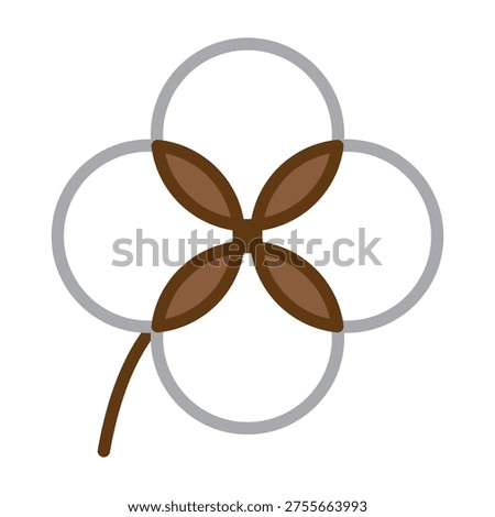 Simple solid cotton flower icon isolated on transparent background. Minimal cotton symbol with editable stroke. Clean vector illustration for textile, organic, beauty, and eco design.