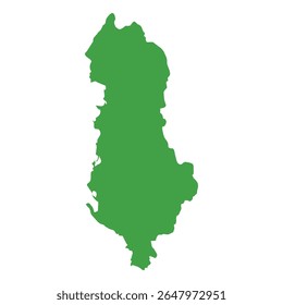 Simple solid green outline map showing Albania's shape without labels or borders.