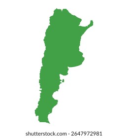 Simple solid green outline map showing Argentina's shape without labels or borders.