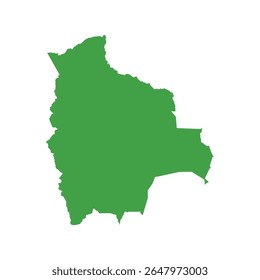 Simple solid green outline map showing Bolivia's shape without labels or borders.