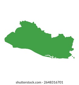 Simple solid green outline map showing El Salvador's shape without labels or borders.