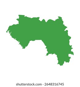 Simple solid green outline map showing Guinea's shape without labels or borders.