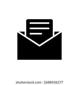 Um simples ícone sólido de um envelope para e-mail ou correspondência física por e-mail.