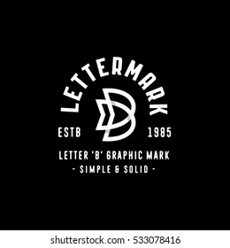 Simple and Solid Lettermark for Letter "B" Professional Quality Graphic Mark Logo for your Business. Letter "B" Typographic Logo Badge Design. Modern ornate B logo. Vector Illustration.