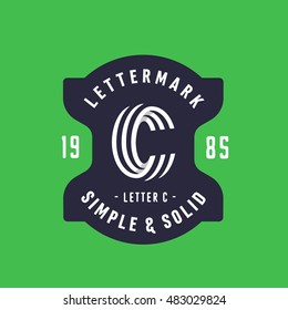 Simple and Solid Lettermark for Letter C. Professional Quality Graphic Mark Logo for your Business. Typographic Composition Badge Design.