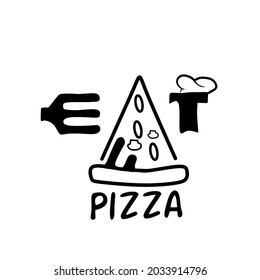 Simple Solid Line Pizza Logo