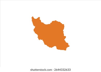 A simple solid orange silhouette showing the geographic border and shape of the country of Iran.
