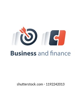 Simple solution concept, jigsaw puzzle combined, corporate solution, mutual fund, software integration and development, business technology company, venture investment, design product, vector icon