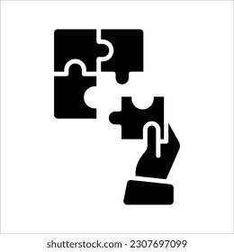 Simple solutions concept, compatibility line icon, assemble puzzle pieces, solving problem. vector illustration on white background