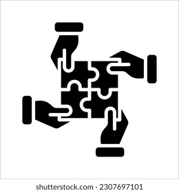 Einfache Lösungskonzeption, Kompatibilitätslinie Icon, Zusammenstellung von Puzzleteilen, Problemlösung. Vektorgrafik auf weißem Hintergrund