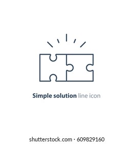 Simple Solutions Concept, Compatibility Line Icon, Assemble Puzzle Pieces, Solving Problem