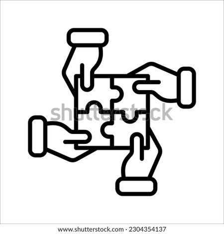 Simple solutions concept, compatibility line icon, assemble puzzle pieces, solving problem. vector illustration on white background