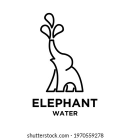 simple songkran elephant with water vector icon black line logo illustration design isolated background