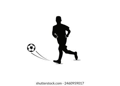 Simple soocer icon. man playing soccer icon black.