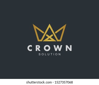 simple and sophisticated crown vector logo design template for jewelry, fabrication and clothing brand