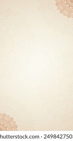 Simple Sophisticated Traditional Mandala Design on Blank Subtle Cream Plain Vertical Background

