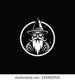 simple sorcerer librarian wizard school logo vector illustration template design