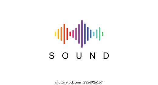 Simple sound logo design |music full collor concept| premium vector