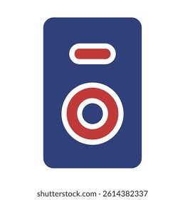 Simple Sound System Icon, Red and Blue Design
