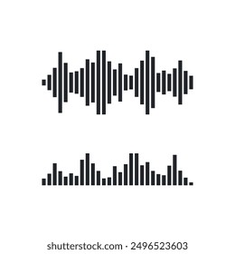 Simple sound wave lineal illustration with frequency. Black audio illustration. Vector icon in flat style