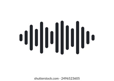 Simple sound wave lineal illustration with frequency. Black audio illustration on white background. Vector icon in flat style