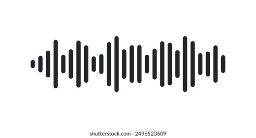 Simple sound wave lineal illustration with frequency. Audio illustration on white background. Vector icon in flat style