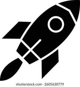 A Simple Space Rocket Icon Silhouette Vector Illustration on White Background.