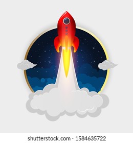 Simple space rocket launch model icon