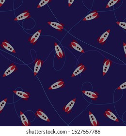 Simple space rocket pattern with abstract lines on the background