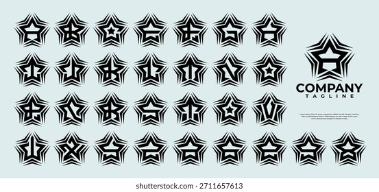 Simple space star monogram letter A-Z logo set
