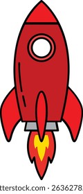 Simple Spacecraft with Red and Yellow Flames