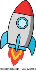 Simple Spacecraft with Red and Yellow Flames