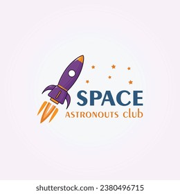 simple spaceship logo design, vintage rocket icon vector illustration template