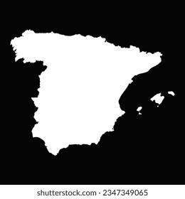 Simple Spain Map Isolated on Black Background, can be used for business designs, presentation designs or any suitable designs.