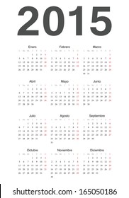 Simple spanish 2015 year vector calendar