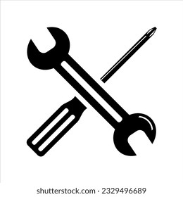 Einfache Spanner und Crosshead Schraubenzieher einzeln. Symbol für Apps und Websites