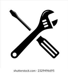 Einfache Spanner und Crosshead Schraubenzieher einzeln. Symbol für Apps und Websites
