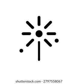 Simple sparkler stick icon featuring glowing light effect on white space.