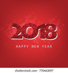 Simple Sparkling Red New Year Card, Cover or Background Design Template - 2018
