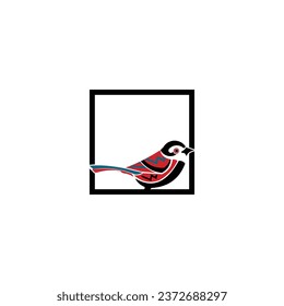 Simple sparrow design in box lines. vector logo design