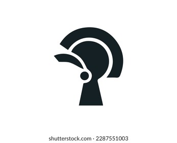 simple Spartan Helmet silhouette, Greek warrior - Gladiator, legionnaire heroic soldier. vector