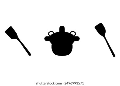 Simple spatula and boiling pot illustration