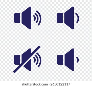 Ícones de volume de alto-falante simples com ondas de som, ilustração vetorial