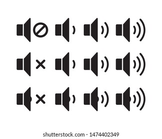 simple speakers, sound volume icons. Vector isolated sound volume up, down or mute control buttons set. vector illustration