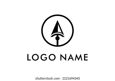 Simple spear Arrowhead abstract symbol with initial A T logo design