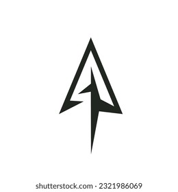 Simple Spear Arrowhead Logo Design Vector